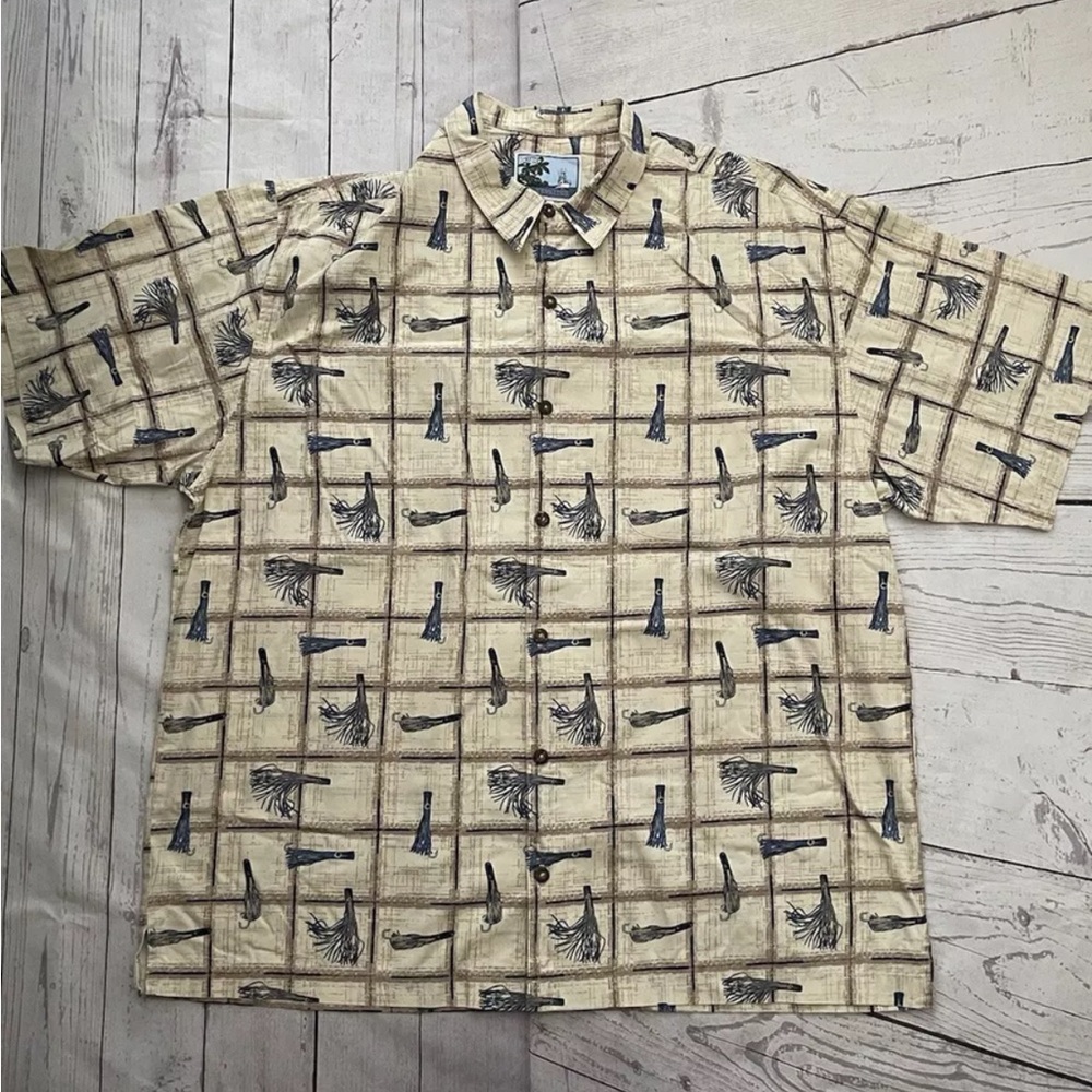 NWOT Aftco Bluewater 100% Cotton Button Down Collar Lures Fishing Shirt  2X